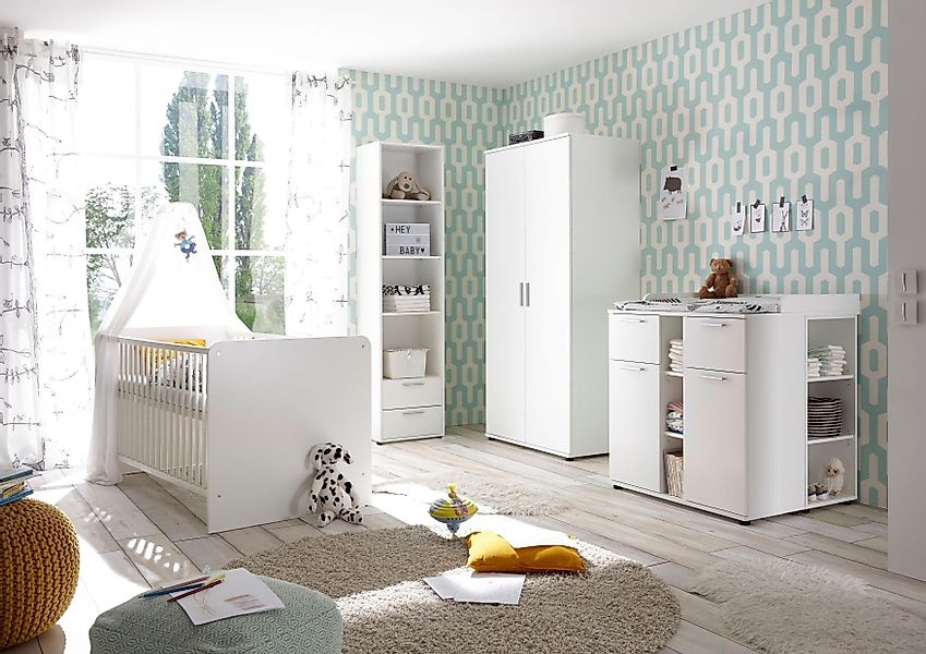 Begabino Babyzimmer-Komplettset "Bibo" Set, Bett, Wickelkommode, Schrank, 3 günstig online kaufen