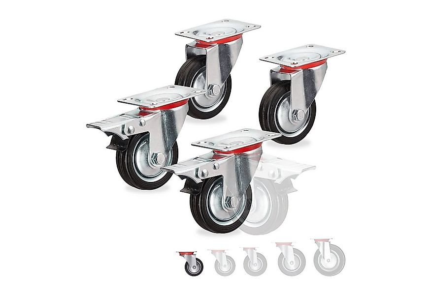 relaxdays Schwerlastregal Schwerlastrollen 4er Set, 75 mm günstig online kaufen