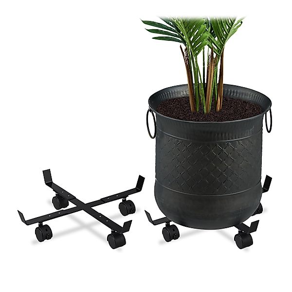 relaxdays Blumentopfuntersetzer Pflanzenroller ausziehbar 2er Set günstig online kaufen