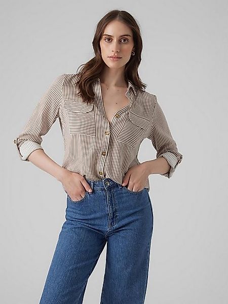 Vero Moda Blusenshirt Legeres Blusen Hemd mit Brusttaschen Krempelärmel VMB günstig online kaufen