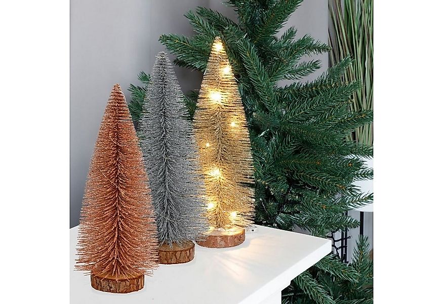 BURI Dekofigur Deko-Tannenbaum mit Glitzer und 10 LEDs 30cm Warmweiß günstig online kaufen