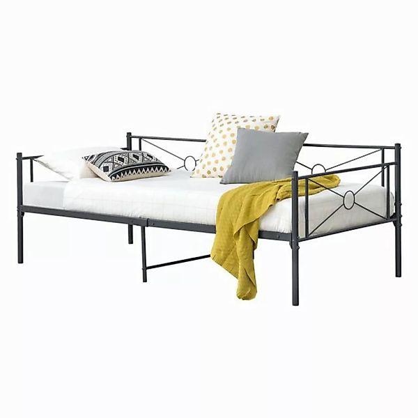 en.casa Metallbett, »Alvesta« Einzelbett 90x200cm aus Stahlrahmen Dunkelgra günstig online kaufen