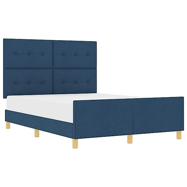 vidaXL Bettgestell mit Kopfteil Blau 140 x 190 cm Stoff 3344731 günstig online kaufen