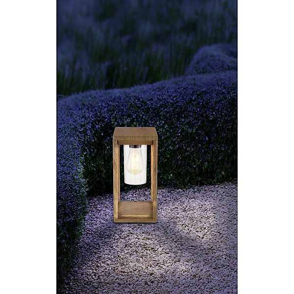 Globo Außenleuchte Candela 1-flammig Holzoptik 150 x 150 x 350 mm günstig online kaufen