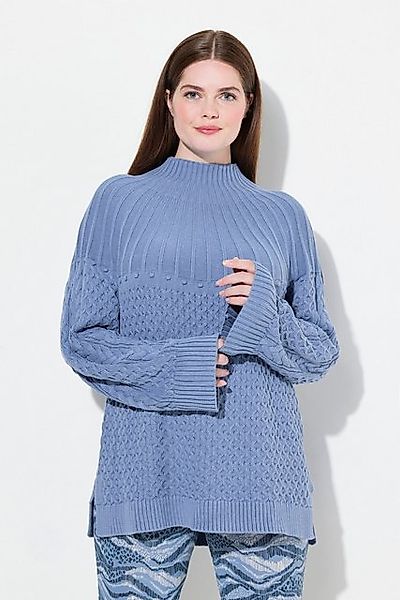 Ulla Popken Strickpullover Pullover Strickmuster Stehkragen Langarm günstig online kaufen