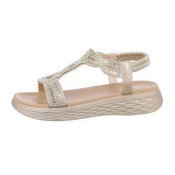 Ital-Design Damen Freizeit Riemchensandalette Keilabsatz/Wedge Keilsandalet günstig online kaufen