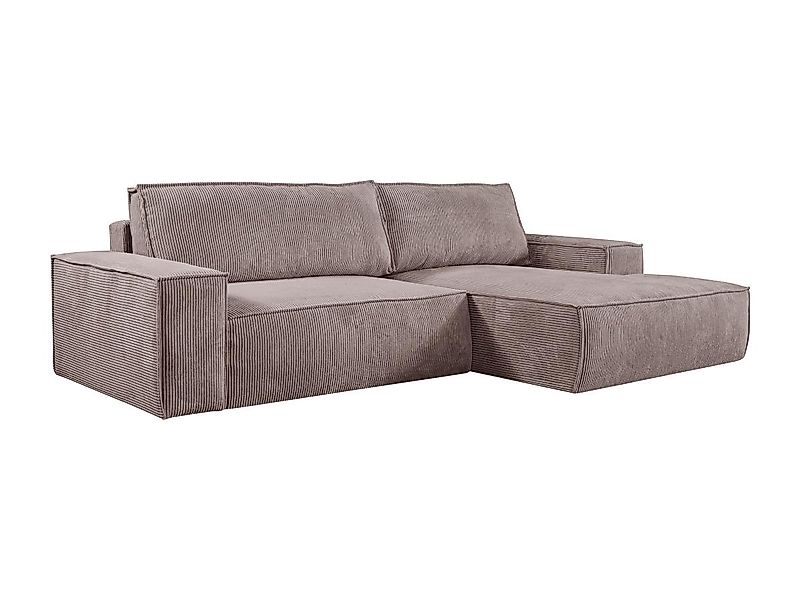 Ecksofa mit Schlaffunktion - Ecke Rechts - Cord - Malve - AMELIA günstig online kaufen