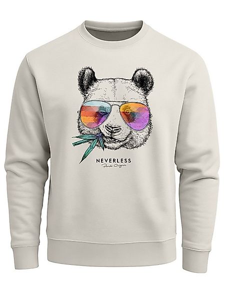 Neverless Sweatshirt Sweatshirt Herren Frontprint Panda Pullover mit Print günstig online kaufen