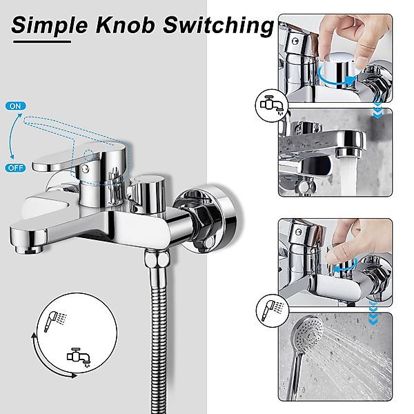 WOOHSE Duschsystem Badarmatur Badewannenarmatur Wasserhahn badewanne günstig online kaufen