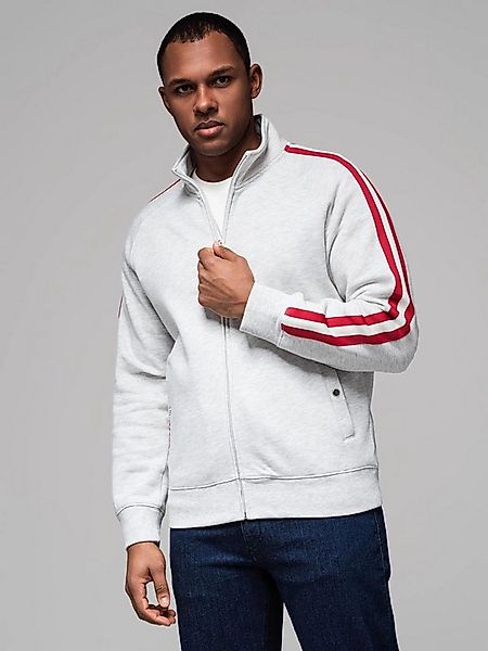 OMBRE Sweatjacke Herrensweatshirt mit hohem Kragen und Streifen günstig online kaufen