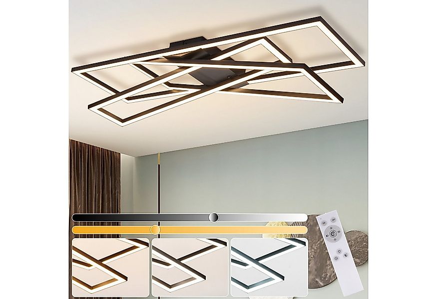 Nettlife LED Deckenleuchte Schwarz Eckig Wohnzimmer Dimmbar Modern 36/45W m günstig online kaufen