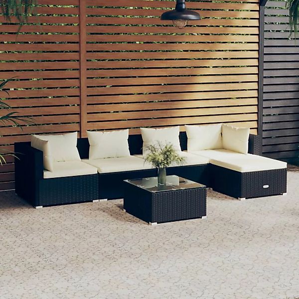 Vidaxl 6-tlg. Garten-lounge-set Mit Kissen Poly Rattan Schwarz günstig online kaufen