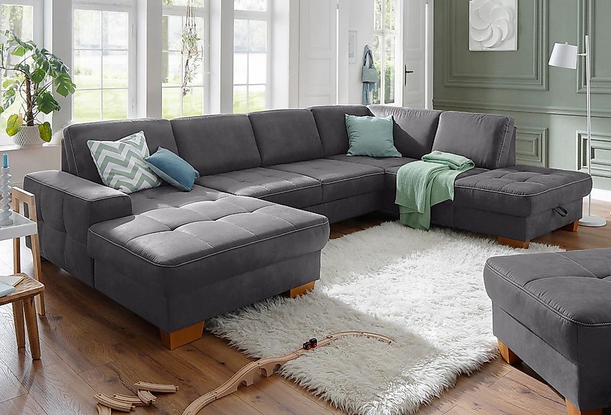 Home affaire Wohnlandschaft "Puccini U-Form", mit Federkern, Sitztiefenvers günstig online kaufen