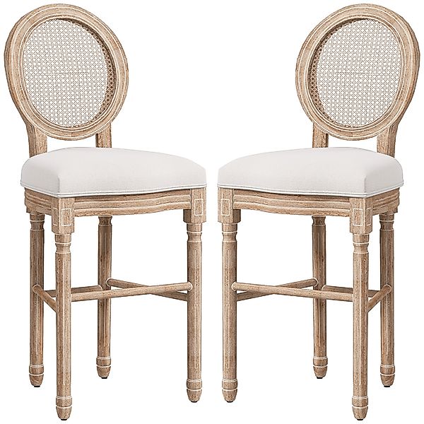 HOMCOM Set mit 2 Barhockern, Barhocker im Medaillon-Stil des Louis XVI, Mas günstig online kaufen