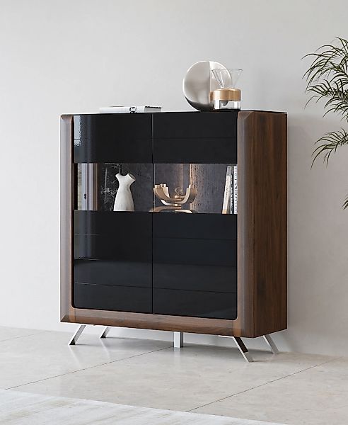 Home affaire Highboard "Kasai" Höhe 136,5 cm, 2 Türen mit Glaseinsatz günstig online kaufen