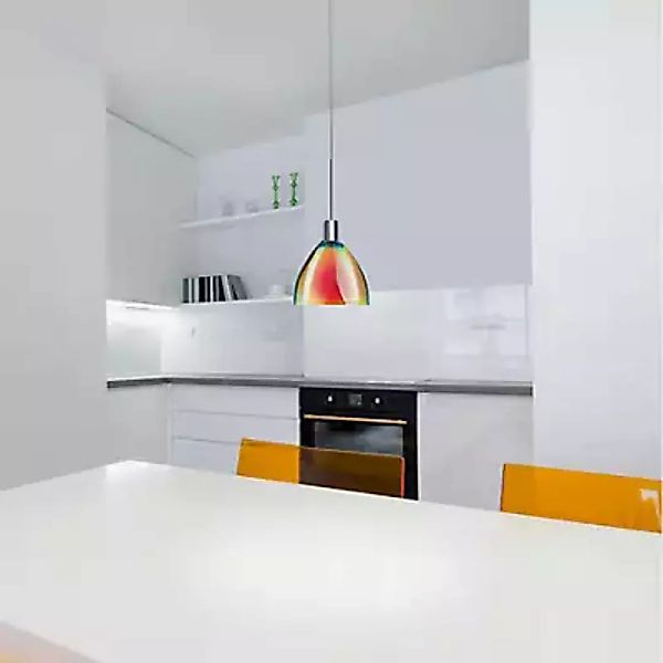 Bruck Silva Pendelleuchte LED - ø11 cm, schwarz, Glas gelb/orange günstig online kaufen