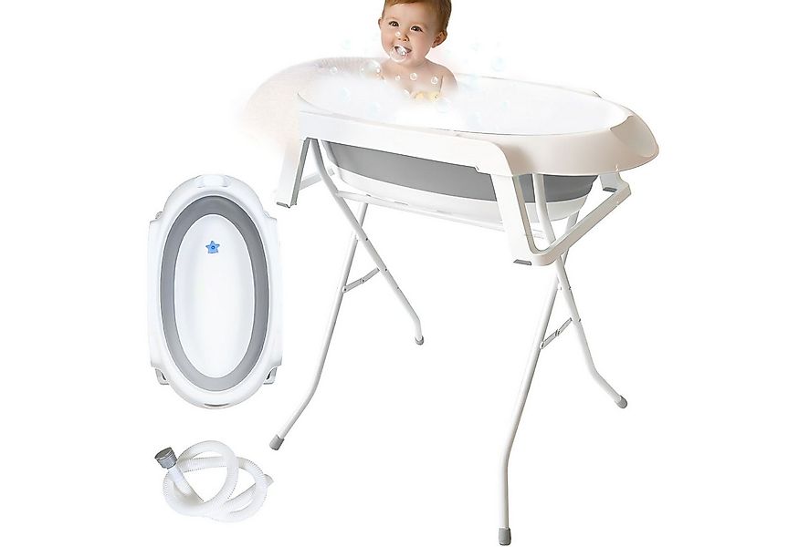 HEYHIPPO Babybadewanne Babybadewanne mit Eisenrohrhalterung 82 cm faltbarer günstig online kaufen