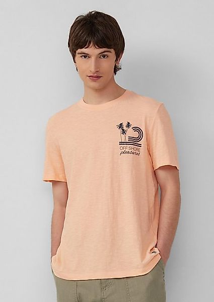 s.Oliver Shirttop Baumwoll-T-Shirt mit Frontprint und Flammgarnstruktur günstig online kaufen