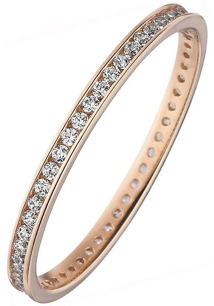 JOBO Fingerring, schmal 333 Roségold mit Zirkonia rundum günstig online kaufen