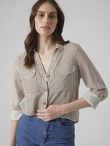 Vero Moda Blusenshirt Legeres Blusen mit Brusttaschen Krempelärmel VMBUMPY günstig online kaufen