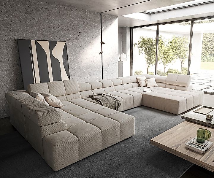 DELIFE Wohnlandschaft Phia, Cord Beige 430x220 günstig online kaufen