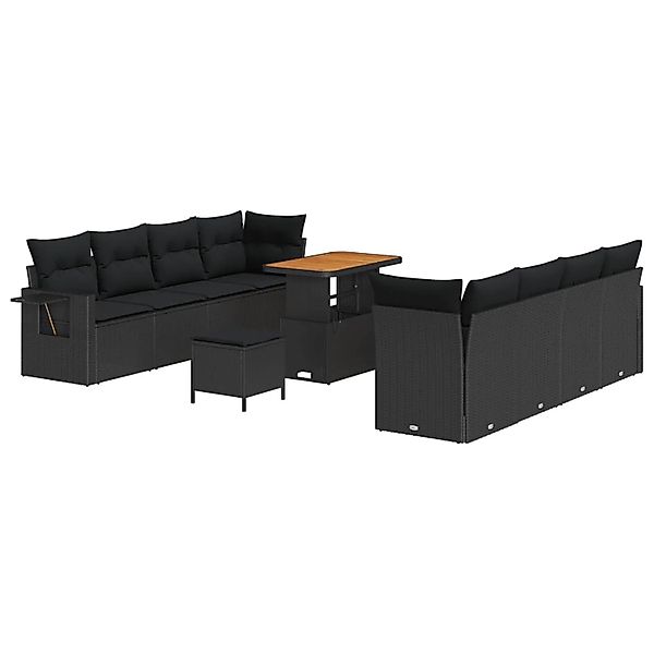 vidaXL Gartensofa-set mit Kissen 11-Tlg Schwarz Poly-Rattan 3363669 günstig online kaufen