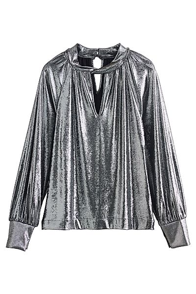 Next Langarmbluse Langärmelige Metallic-Jerseybluse mit Drehdetail günstig online kaufen