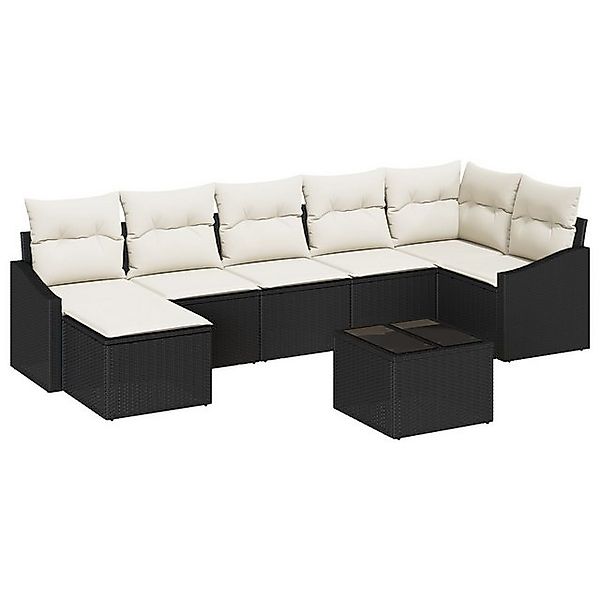 vidaXL Loungesofa 7-teiliges Garten Essset mit Kissen braunes Poly Rattan, günstig online kaufen