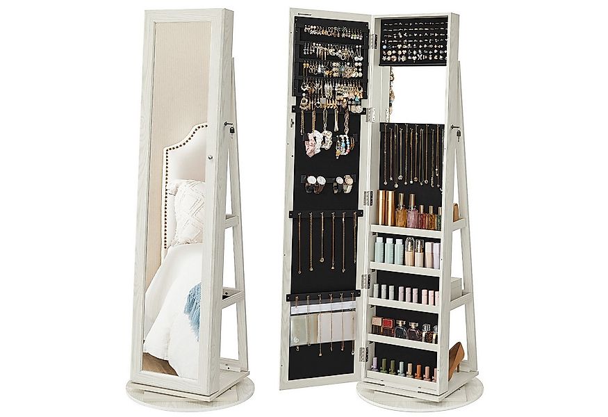 SONGMICS Schmuckschrank Spiegelschrank Schlüsseln, Geschenkidee, 3 Ablagen, günstig online kaufen