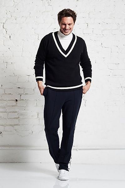 Herren Pullover Aus Bio Baumwolle "Striped V-neck Male" günstig online kaufen