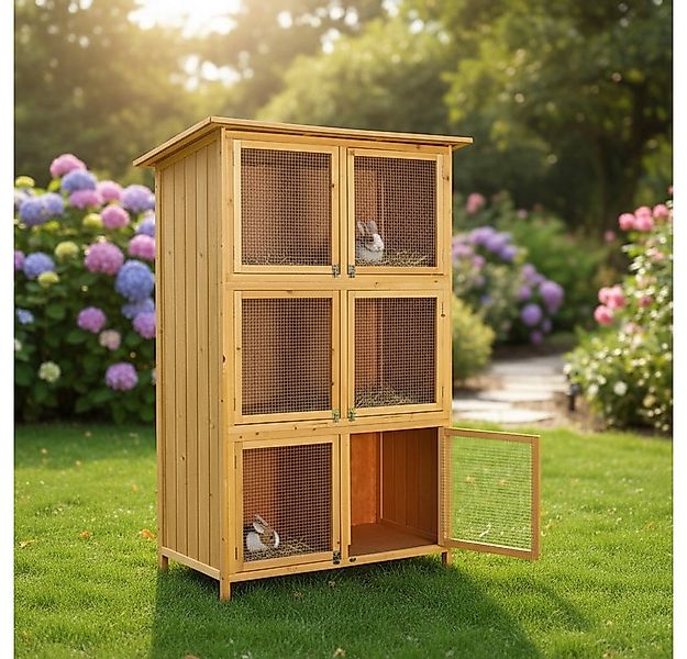 Mucola Kleintierkäfig Hasenkäfig 6 Boxen Kaninchenstall Holz Freigehege Kle günstig online kaufen