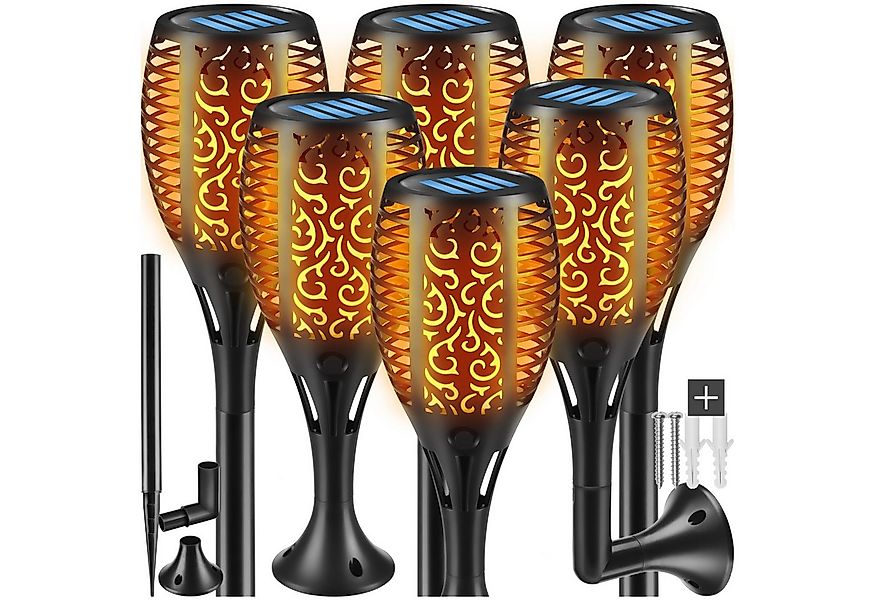 tectake LED Gartenstrahler 6er Set Solarleuchten, Einschaltautomatik bei Dä günstig online kaufen