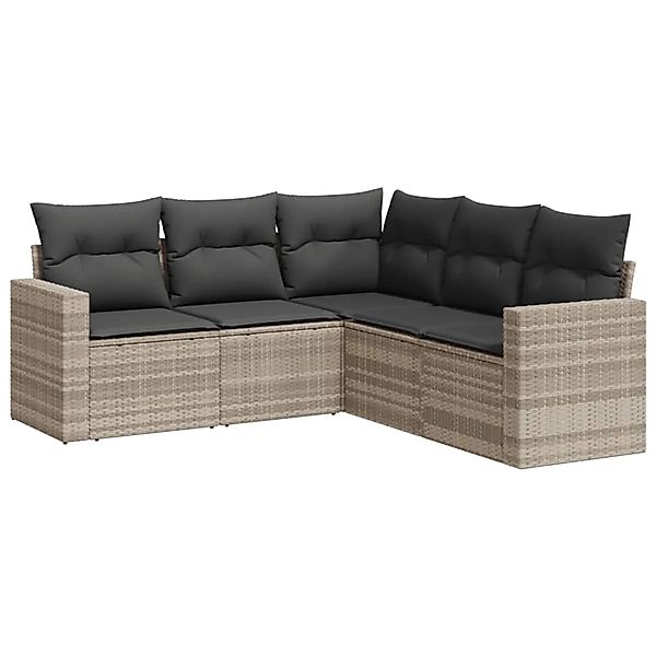 vidaXL 5-tlg Garten-Sofagarnitur mit Kissen Hellgrau Poly Rattan Modell 21 günstig online kaufen