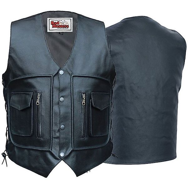 German Wear Motorradweste GW683 Black Motorrad Lederweste Biker Motorradwes günstig online kaufen