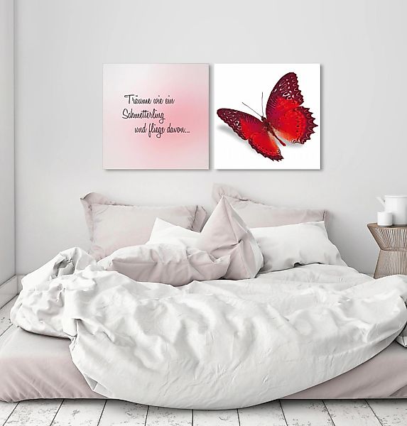 queence Leinwandbild "flieg davon", Tiere-Schmetterlinge-Kunst-Modern-Spa-S günstig online kaufen