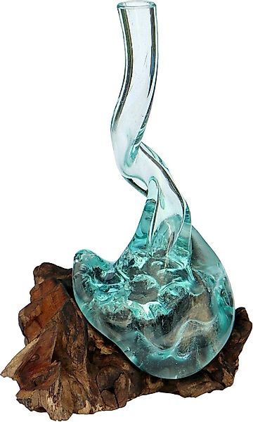 Wogeka Dekovase gedrehte Glas-Vase auf Wurzelholz günstig online kaufen