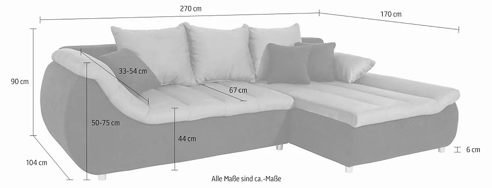 Home affaire Ecksofa »Imolla modern, Breite 270cm, bequem, aktuelle Steppun günstig online kaufen