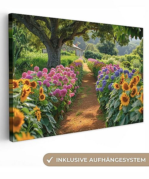 OneMillionCanvasses® Leinwandbild Blumen - Weg - Sonnenblumen - Garten - Ho günstig online kaufen