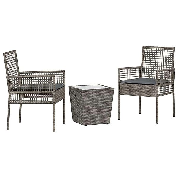 vidaXL Garten Bistro Set 3-Tlg Grau Poly Rattan 3334957 günstig online kaufen