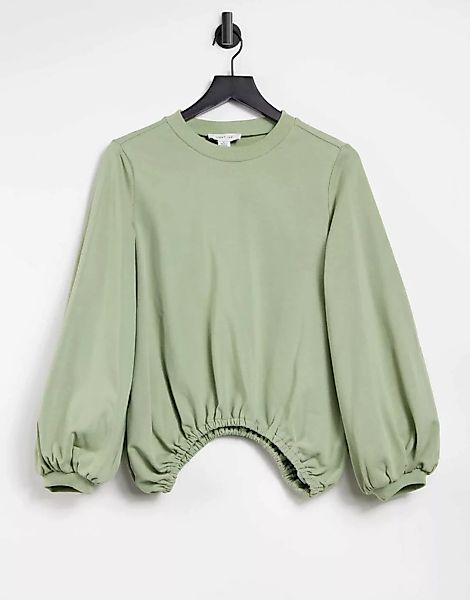 Lost Ink – Oversize-Sweatshirt mit Ballonärmeln in Olivgrün günstig online kaufen