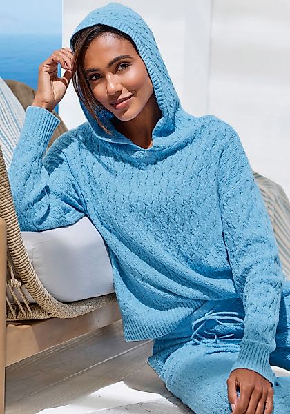 French Connection Kapuzenpullover mit Zopfmuster und Rippbündchen, Loungewe günstig online kaufen