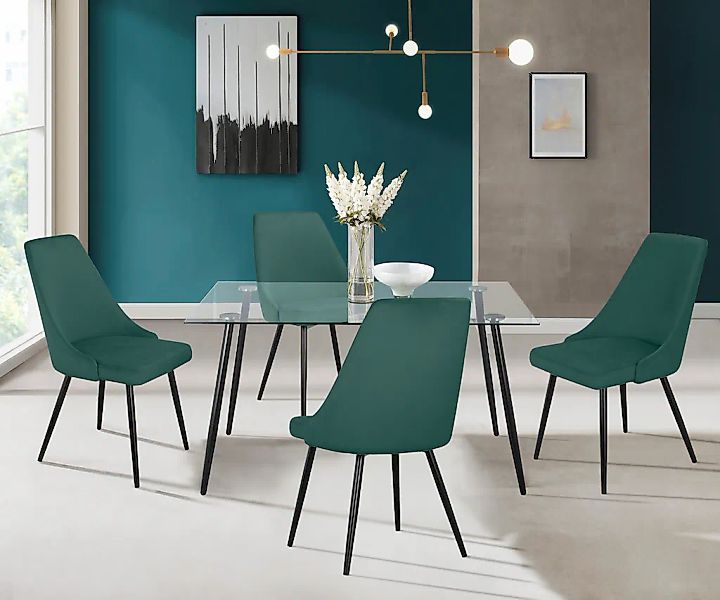 INOSIGN Essgruppe "Danny-Malio" Set, Set 140 cm, 5 Stk. tlg. Glastisch 140x günstig online kaufen