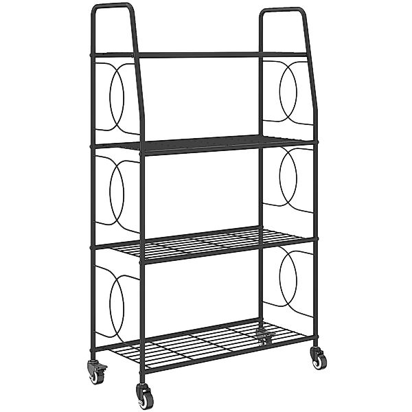 Outsunny 4-Etagen Pflanzenständer,114 cm hoch Blumenständer mit Rollen, Gri günstig online kaufen