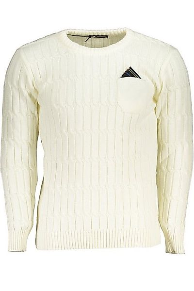 U.S. GRAND POLO Strickpullover Weißer Herrenpullover mit Zopfmuster & Brust günstig online kaufen