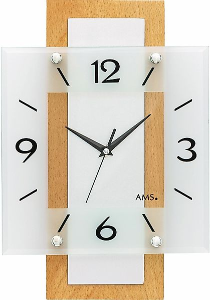 AMS Funkwanduhr F5507 (Quarz,Holz,Buche,Wohnzimmer,Esszimmer,Küche,Arbeitsz günstig online kaufen