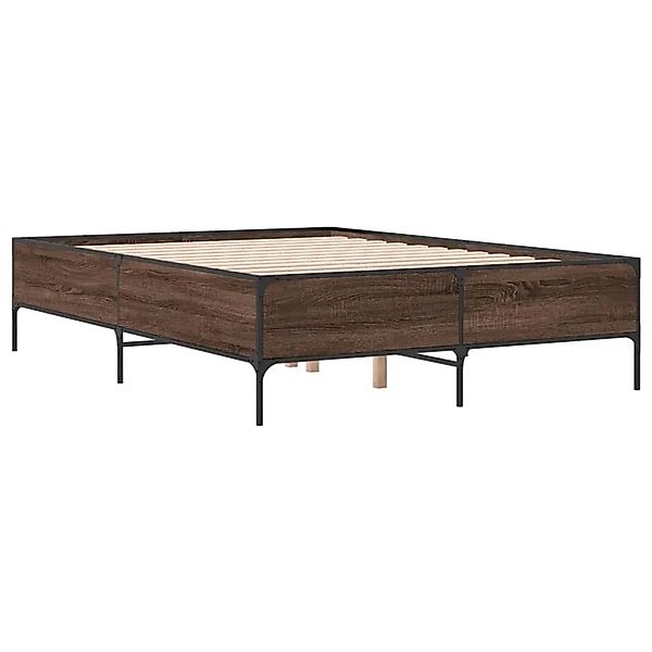 vidaXL Bettgestell Braun Eichen-Optik 120x200 cm Holzwerkstoff Metall 32798 günstig online kaufen