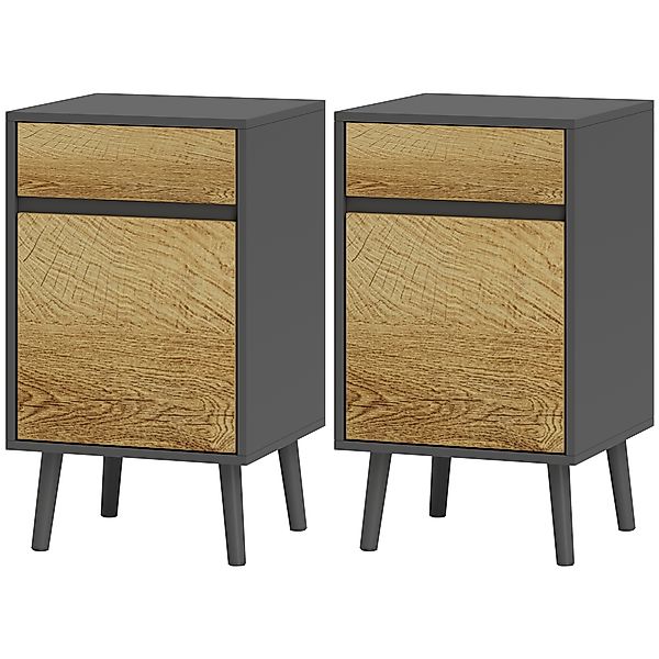 HOMCOM Set von 2 Nachttischen Nachttisch mit Schubladen und Schrank, modern günstig online kaufen