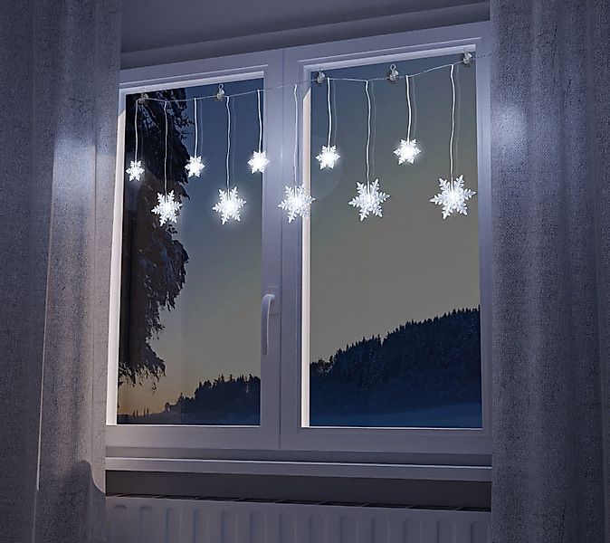 Spetebo Lichtervorhang LED Schneeflocken Lichterkette - günstig online kaufen