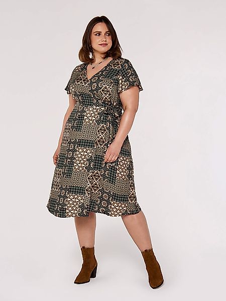 Apricot Druckkleid Retro Wickelminikleid, mit tollem günstig online kaufen