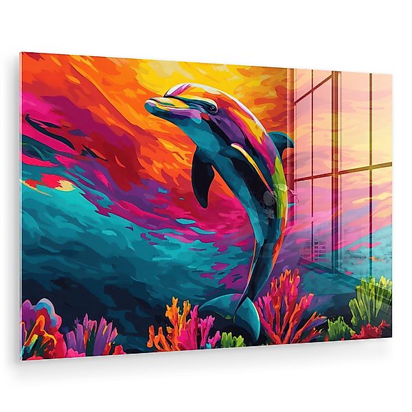 MuchoWow Acrylglasbild Delfin - Farbenfroh - günstig online kaufen
